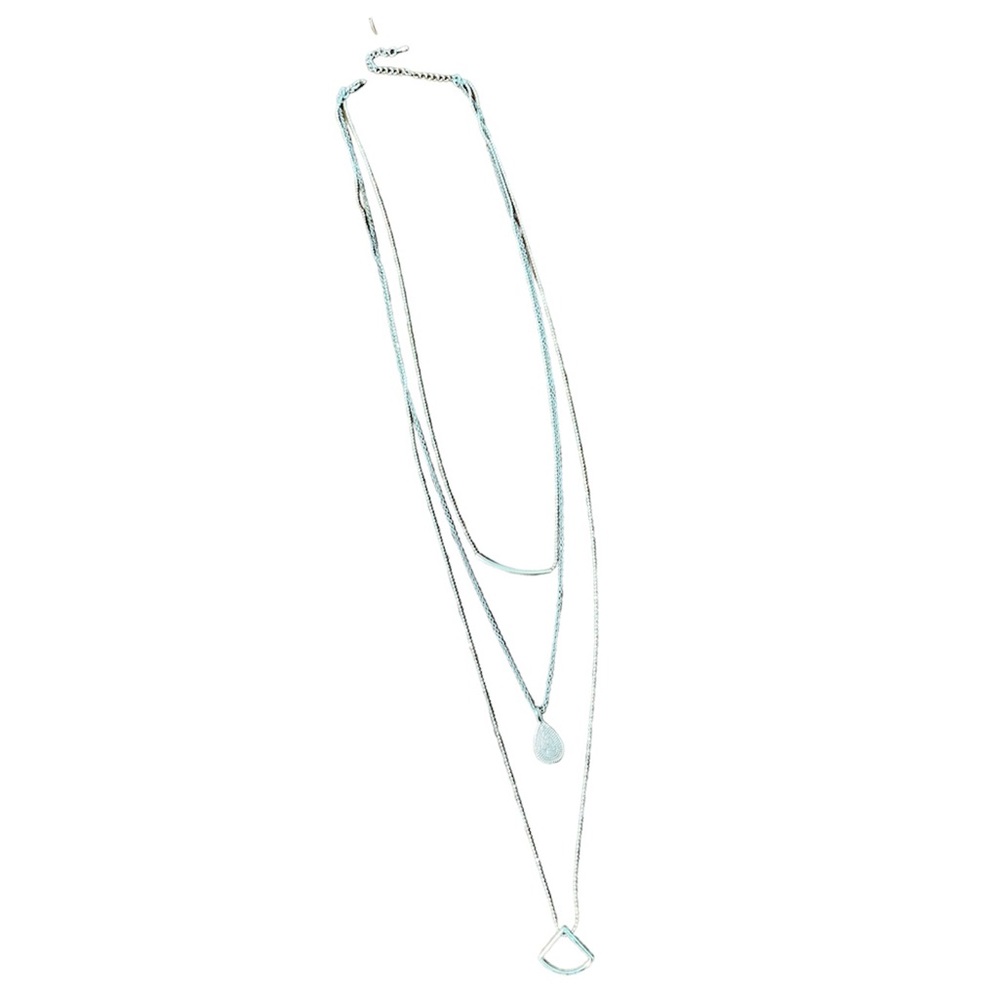 Gold Silver Mixed Metals Long Layered Minimalist Lightweight Necklace